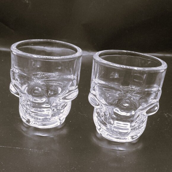 Gothic Ghost Skull  Clear Glass Shot Glasses 3D set of 6                20c - Picture 2 of 3